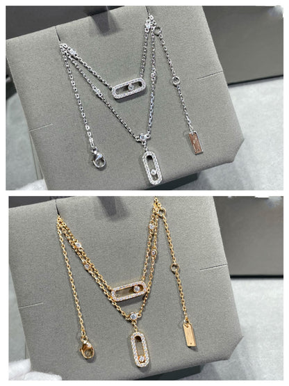 [GALE]MOVE 2 ROW DIAMOND NECKLACE
