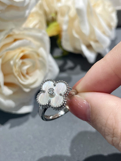 [NOVO]CLOVER SILBER-PERLMUTT-DIAMANTRING