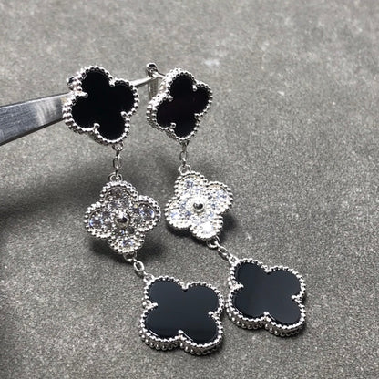 [NOVO] KLEE-MOTIV DIAMANT ONYX SILBER OHRRINGE