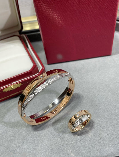 [NOVO] LOVE DOPPELRING AUS ROSA GOLD, SILBER UND DIAMANT