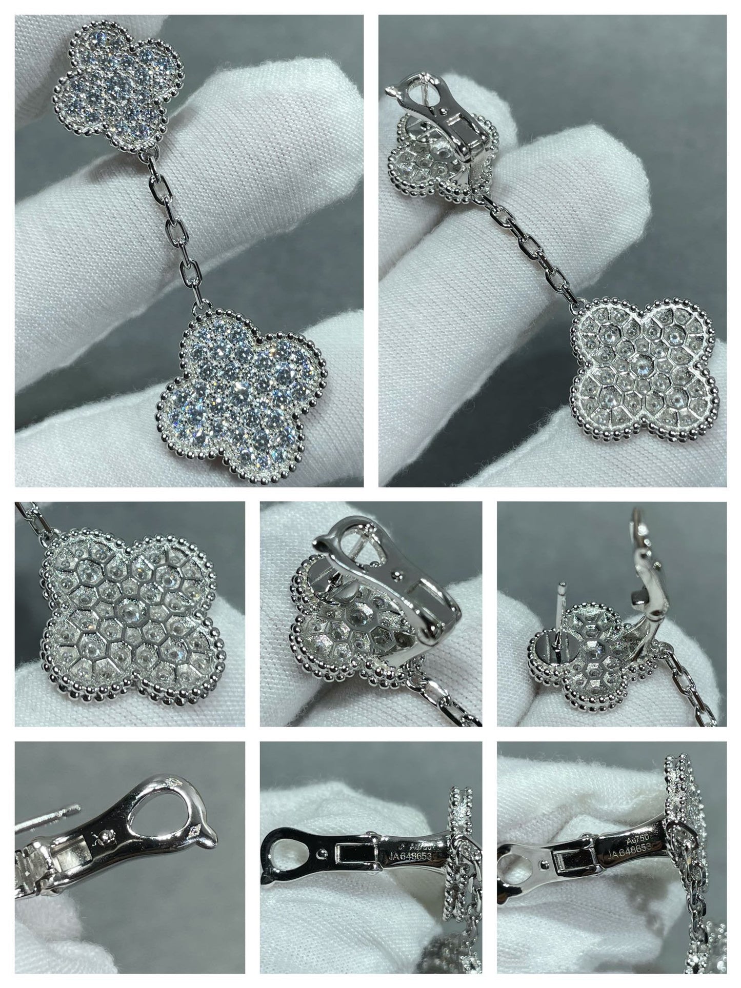 [NOVO] KLEE-OHRRINGE AUS SILBER MIT DIAMANTENBESETZUNG UND 2 MOTIVEN