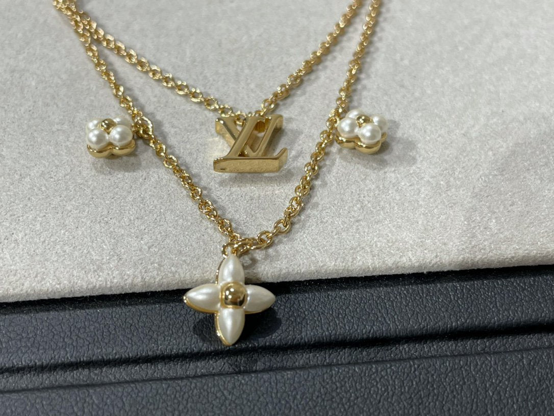 [NOVO]FLOWERGRAM GOLD MOP DOPPELREIHEN-KETTE