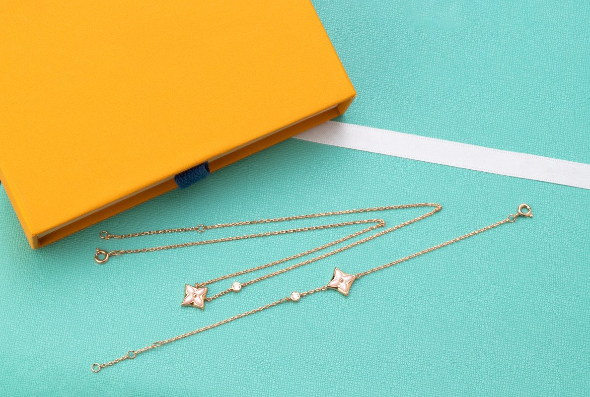 [NOVO]STAR PINK MOP 1 DIAMANT PINK GOLD HALSKETTE