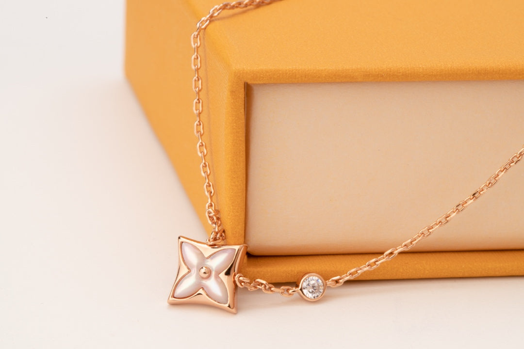 [NOVO]STAR PINK MOP 1 DIAMANT PINK GOLD HALSKETTE