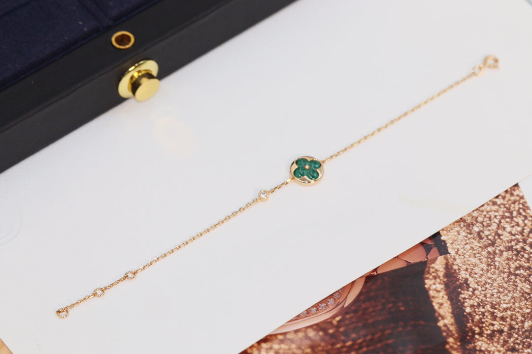 [GALE]STAR AND SUN 4 MOTIF PINK GOLD MALACHITE BRACELET