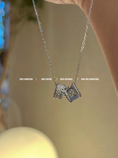 [NOVO]PERLEE ダブルペンダント シルバー ダイヤモンドネックレス