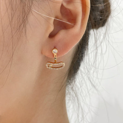[GALE]MOVE UNO PINK GOLD DIAMOND EARRINGS
