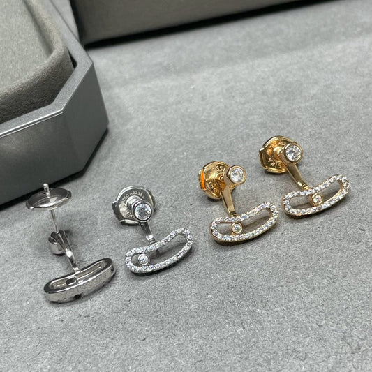 [GALE]MOVE UNO PINK GOLD DIAMOND EARRINGS