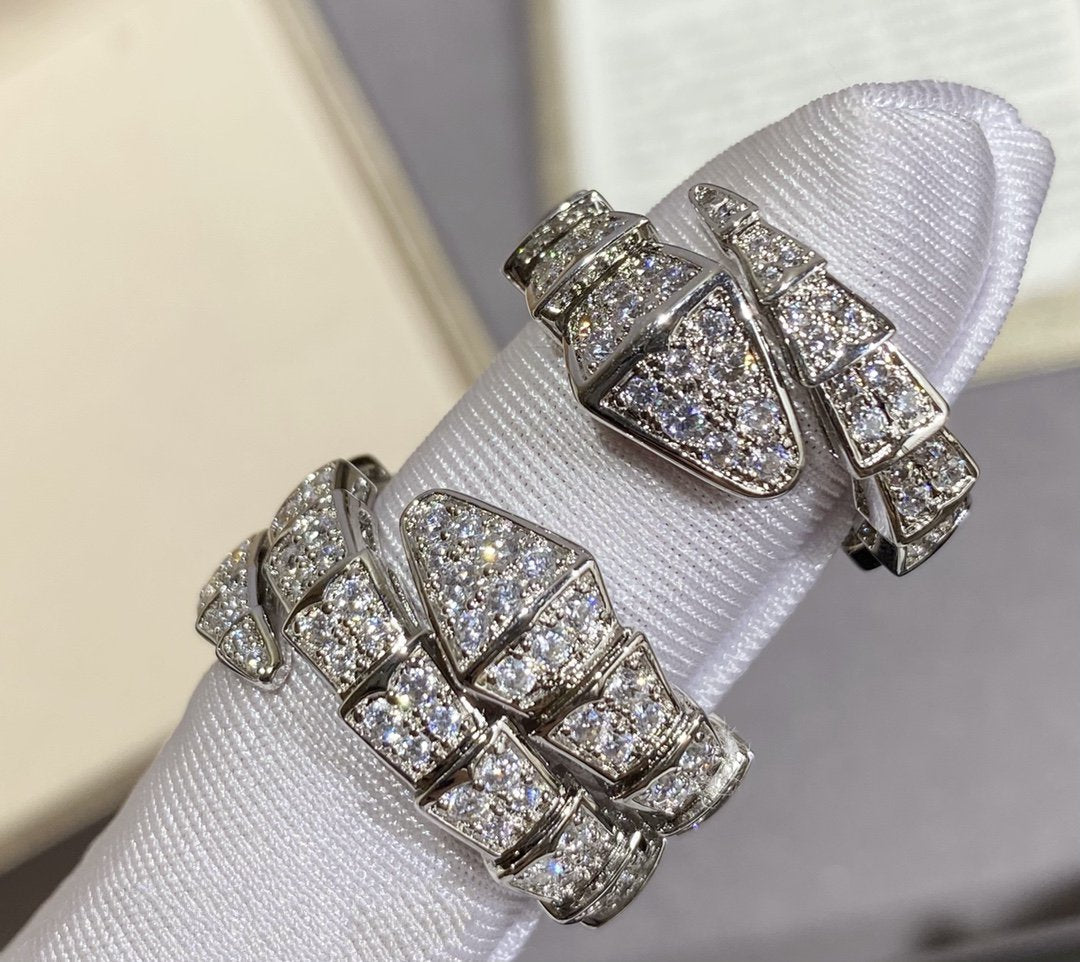 [GALE]SERPENTI LARGE RING SILVER DIAMOND PAVED