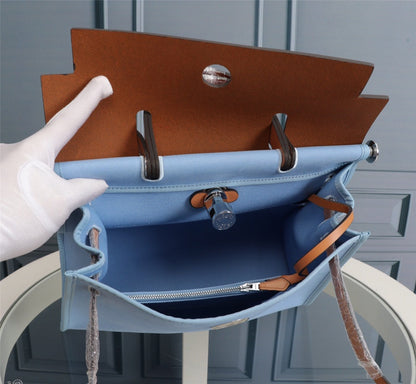 HM HERBAG ZIP 31 SKY AND BRONZE CANVAS