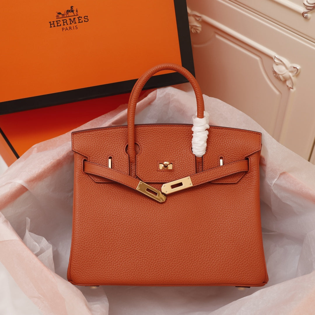HM BIRKIN BAG 35 FIRE TOGO GOLD HARDWARE