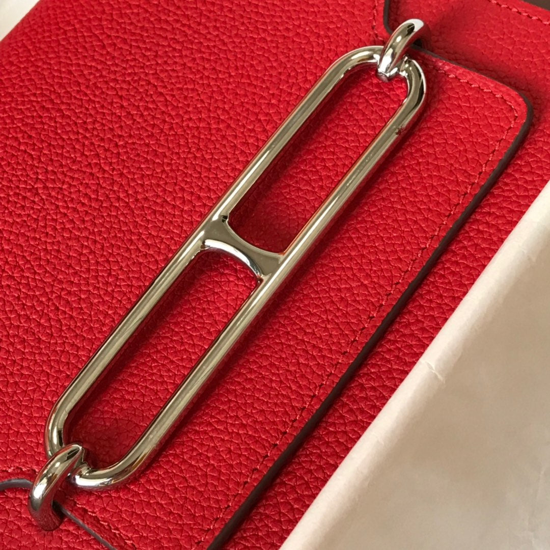 HM SAC ROULIS 18 RED TOGO LEATHER
