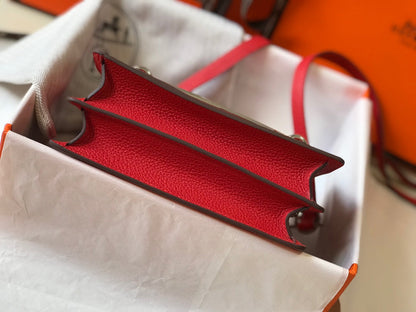 HM SAC ROULIS 18 RED TOGO LEATHER