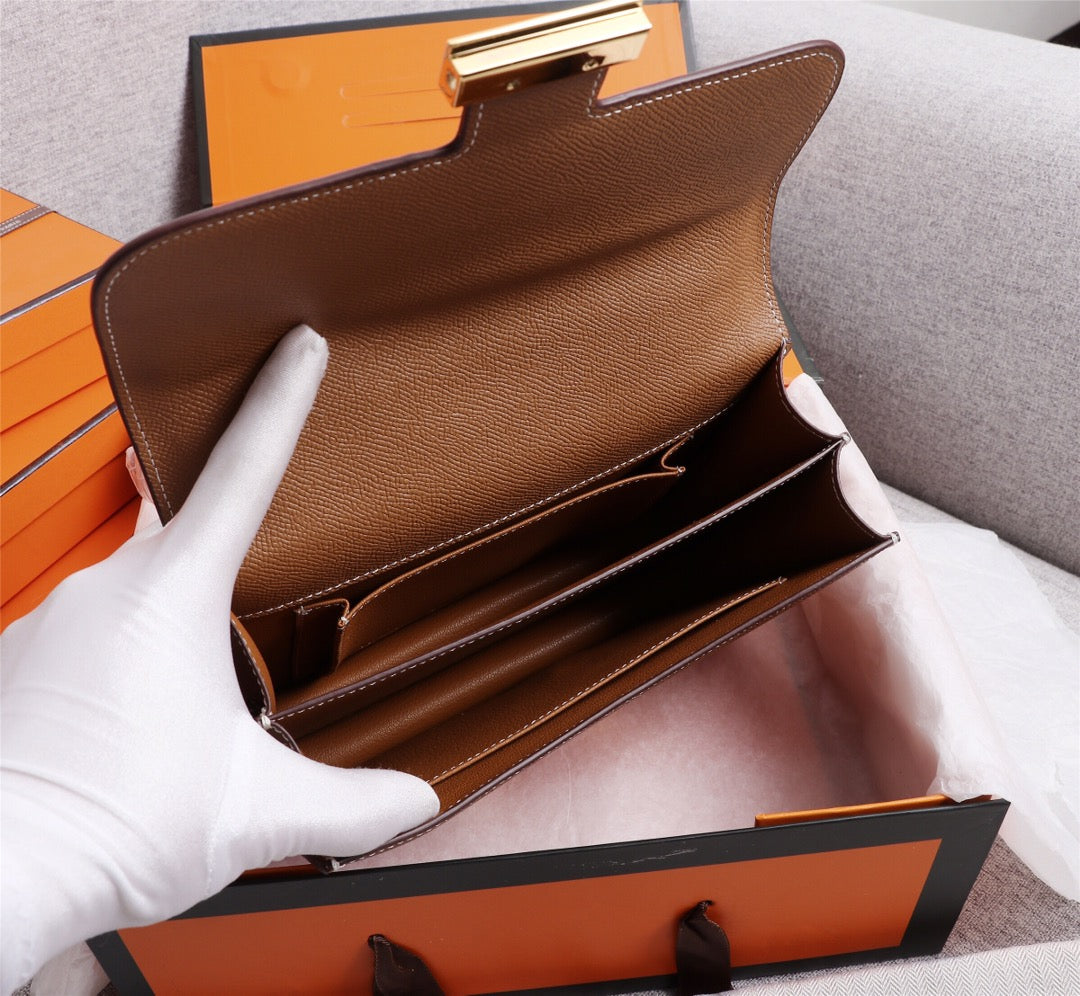 HM CONSTANCE BAGS 22 RUSSET EPSOM GOLD HARDWARE