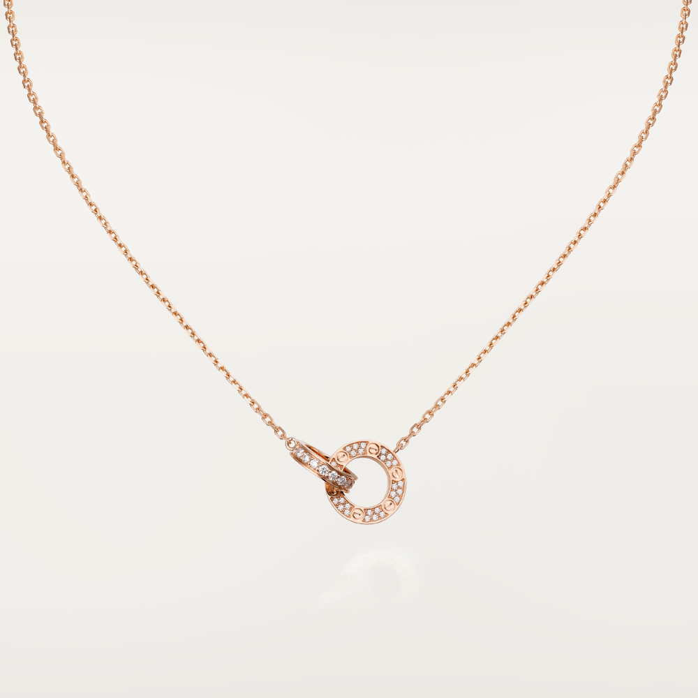 [NOVO] LOVE 7,6 mm Halskette aus Roségold und Silber, komplett mit Diamanten besetzt