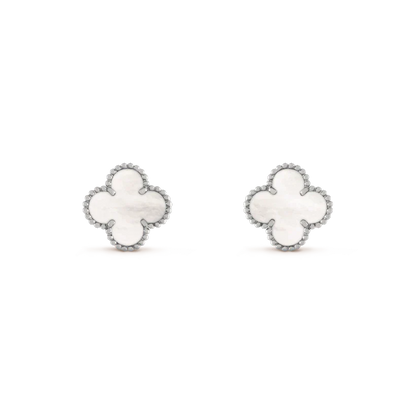 [NOVO]CLOVER MEDIUM 1 MOTIFS WHITE MOP OHRENRINGE SILBER