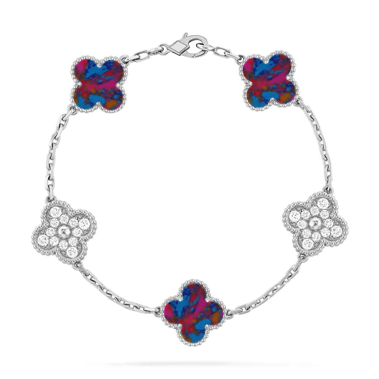 [GALE]CLOVER 5 MOTIF COLOR GEMSTONES BRACELET COLLECTION