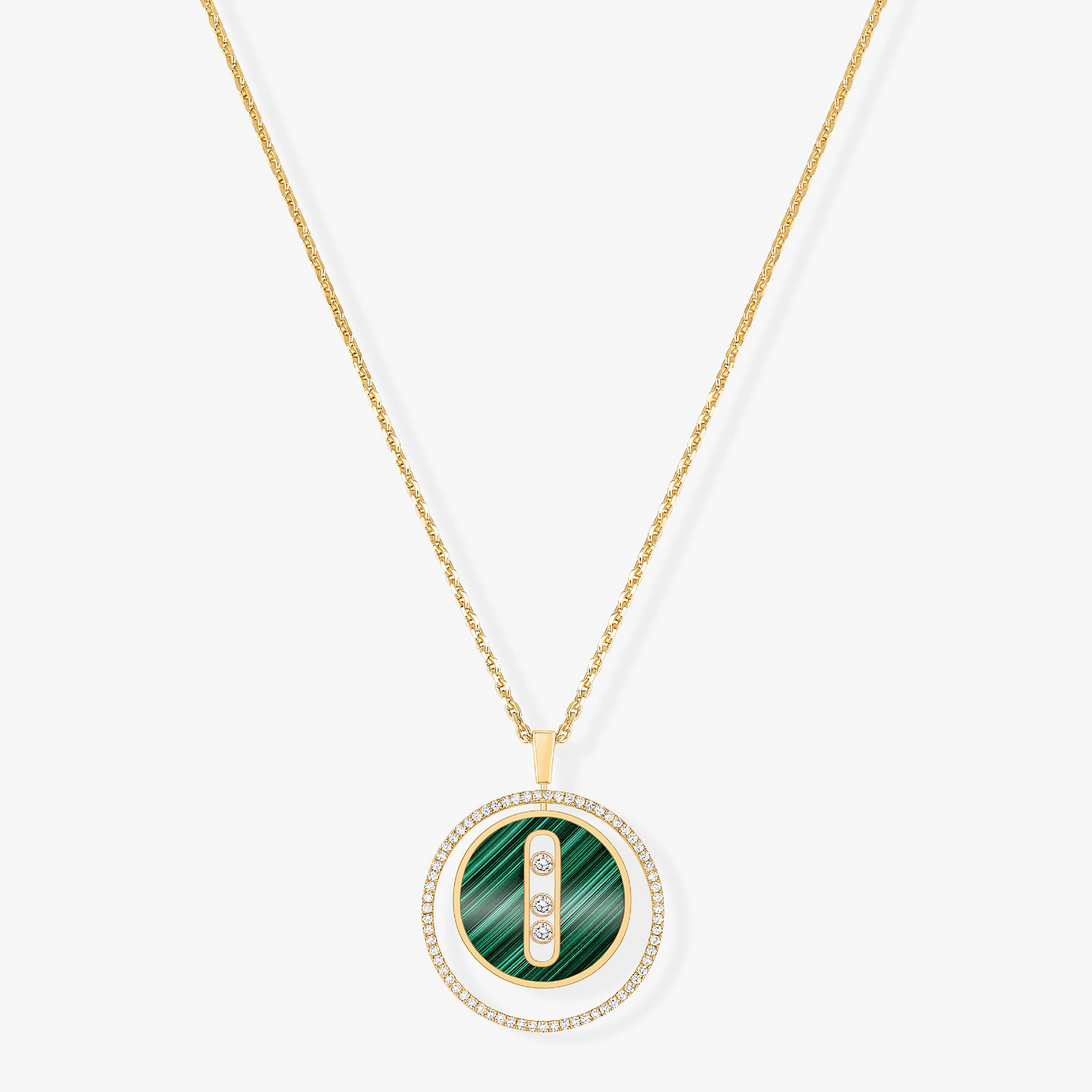 [GALE]LUCKY MOVE 3 DIAMOND MALACHITE GOLD DIAMOND NECKLACE