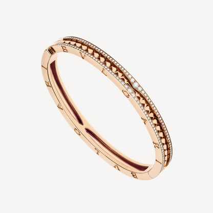 [GALE]ZERO 1 SPIRAL AND PAVED DIAMOND PINK GOLD BRACELET