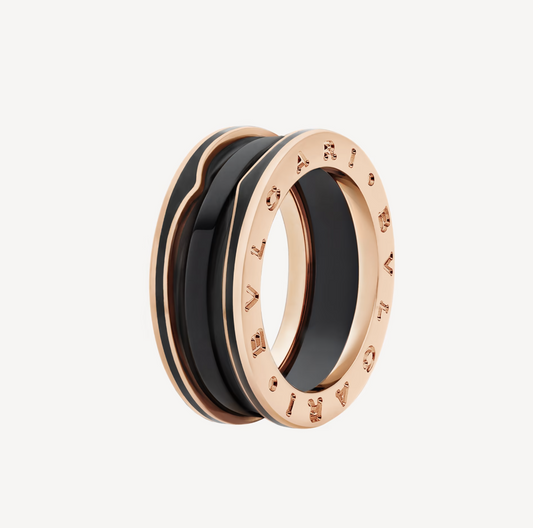 [GALE]ZERO 1 TWO-BAND WITH MATTE BLACK CERAMIC PINK GOLD RING