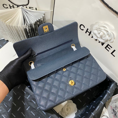 flap bag medium 25 dark blue caviar ghw