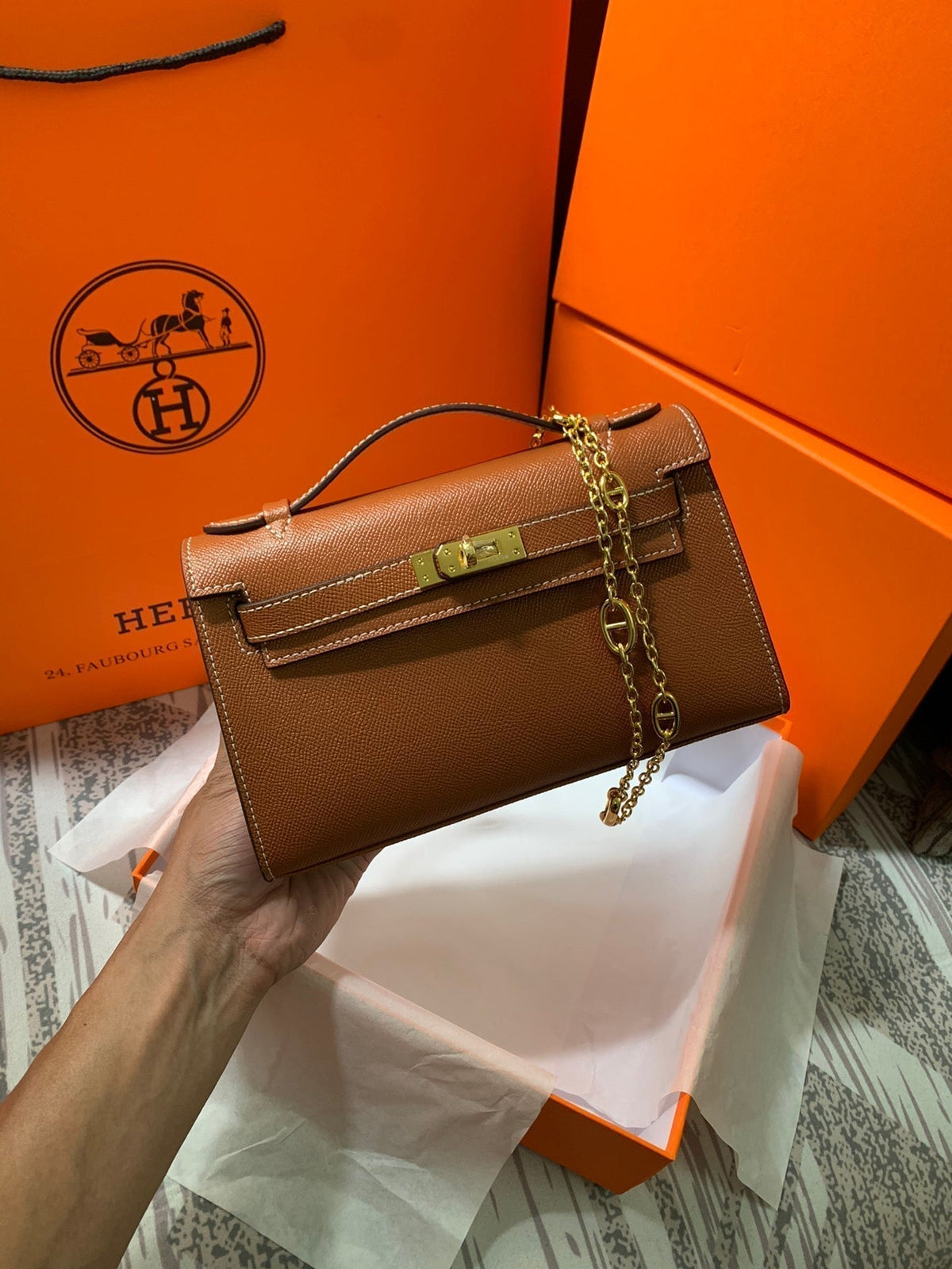 HM KELLY MINI POCHETTE 22 CIDER EPSOM