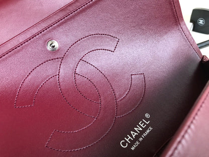flap bag jumbo 30 burgundy lambskin silver hardware