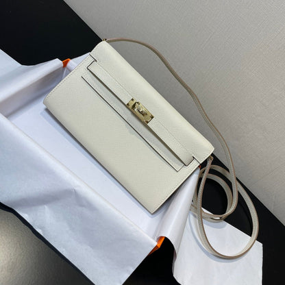 kelly woc 20.5 white epsom gold hardware