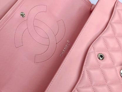 flap bag jumbo 30 pastel pink lambskin silver hardware