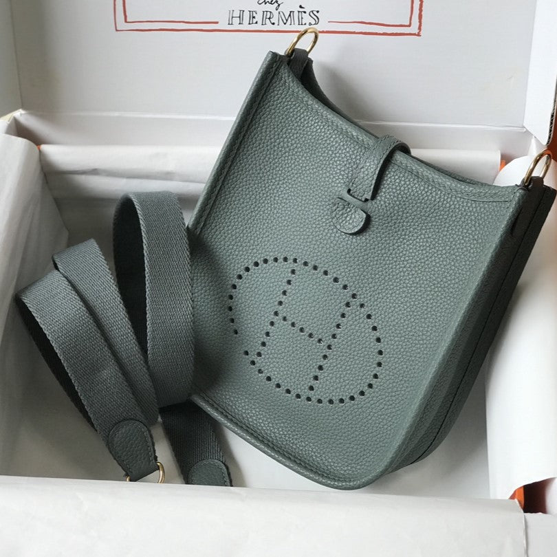 Mini Evelyne 18cm Green Grey Togo Ghw