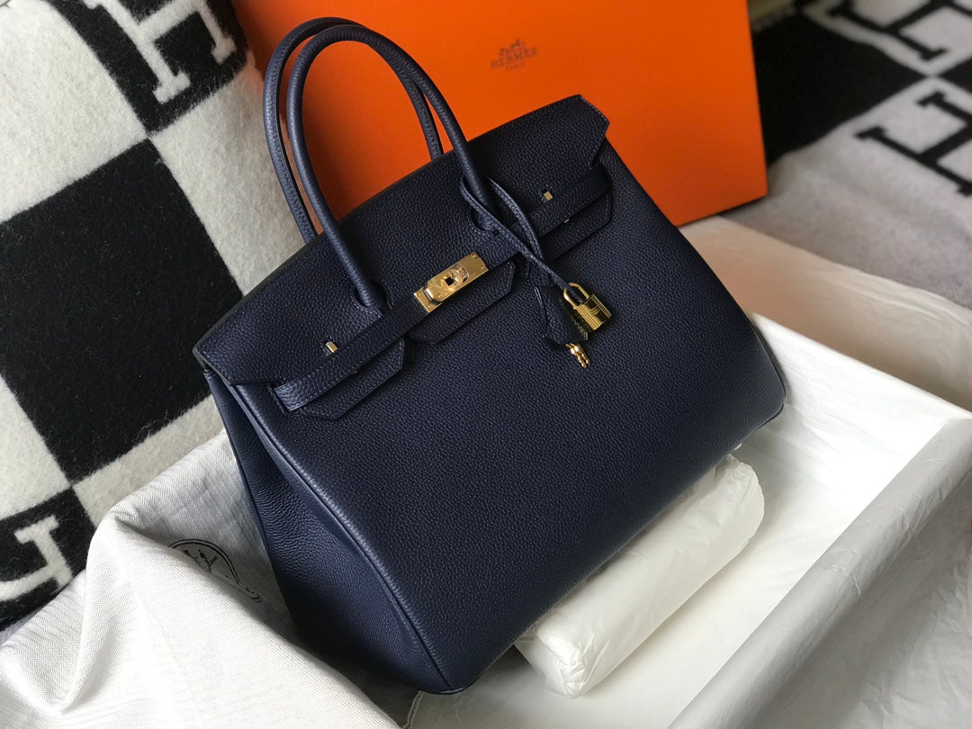 HM BIRKIN 35CM BAG NAVY TOGO GOLD HARDWARE