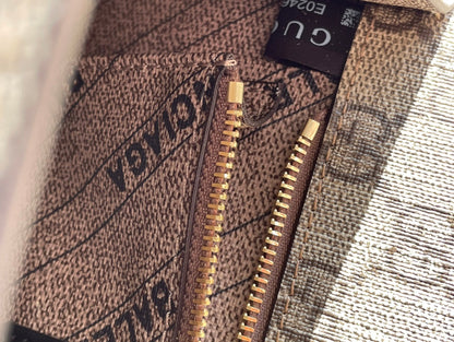 GG x BALENCIAGA HOURGLASS BAG 22 IN BEIGE EBONY MONOGRAM CANVAS GOLD HARDWARE