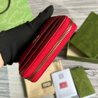 GG MARMONT MINI 11 WALLET CHERRY RED CALFSKIN