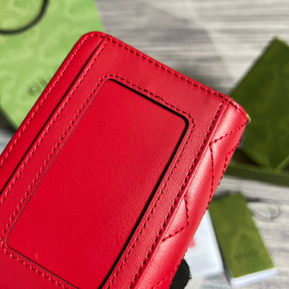 GG MARMONT MINI 11 WALLET CHERRY RED CALFSKIN