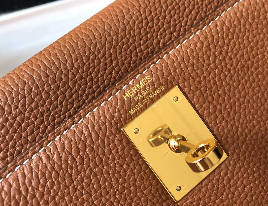 HM KELLY 25CM YELLOW OCHRE TOGO GOLD HARDWARE