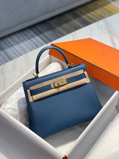 hm kelly 32cm blue togo leather gold hardware