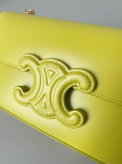 20 CHAIN EMBOSSED ARMPIT BAG CHARTREUSE YELLOW CALFSKIN