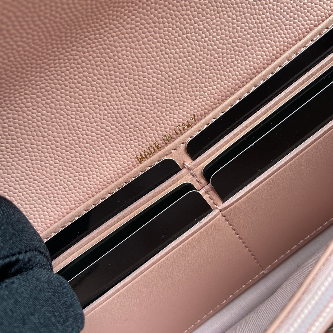 CC Classic Long Wallet 19cm Pink Grained Calfskin