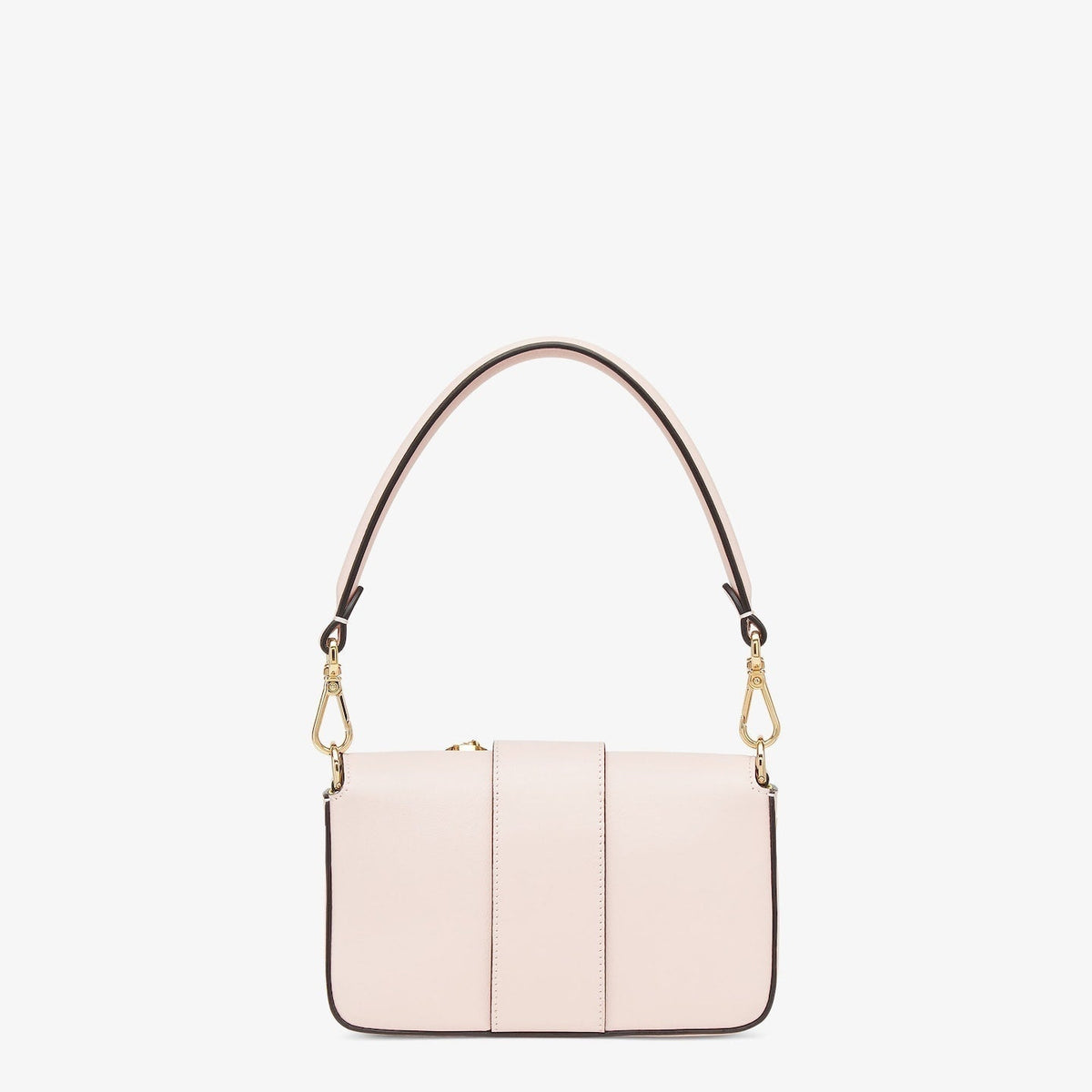 FENDI FENDACE BROOCH MINI 20 BAGUETTE BAG IN LIGHT PINK CALFSKIN
