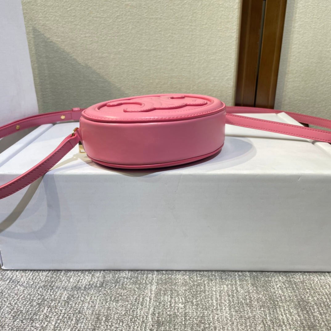 OVAL PURSE BAG 16 IN ROUGE PINK CALFSKIN