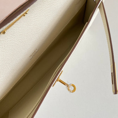 HM Kelly Cut 31 Ivory Epsom Leather Gold Hardware 229047