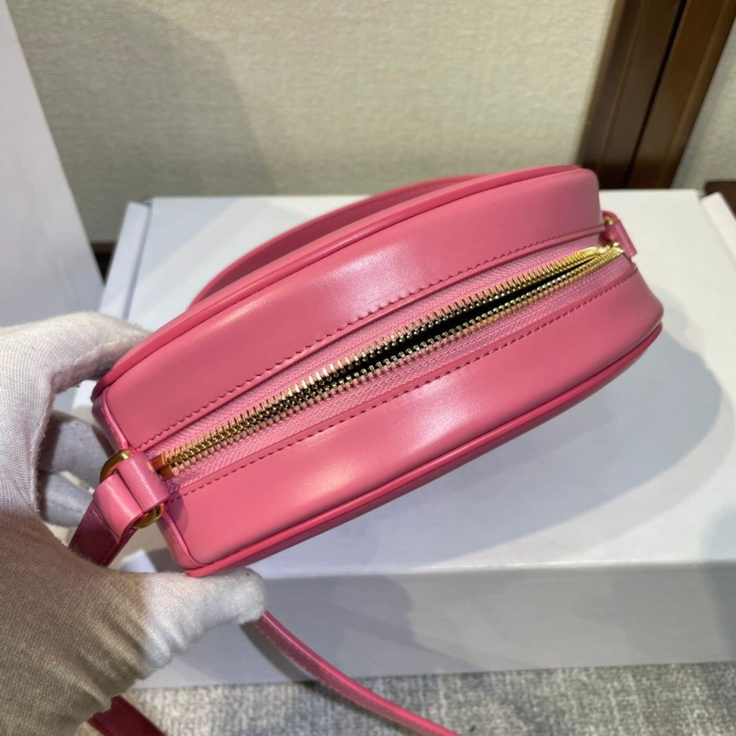 OVAL PURSE BAG 20 IN ROUGE PINK CALFSKIN