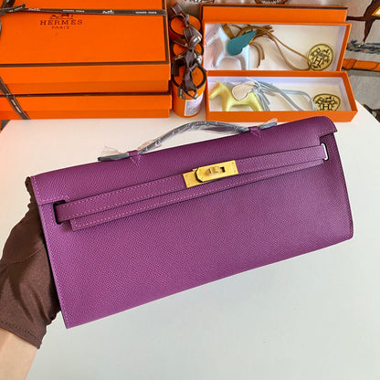 HM Kelly Cut 31 Violet Epsom Leather Gold Hardware 229037