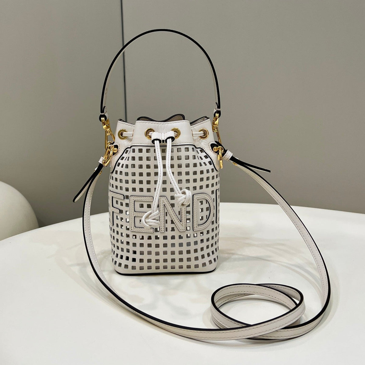 MON TRESOR 19 IN WHITE PERFORATED CALFSKIN