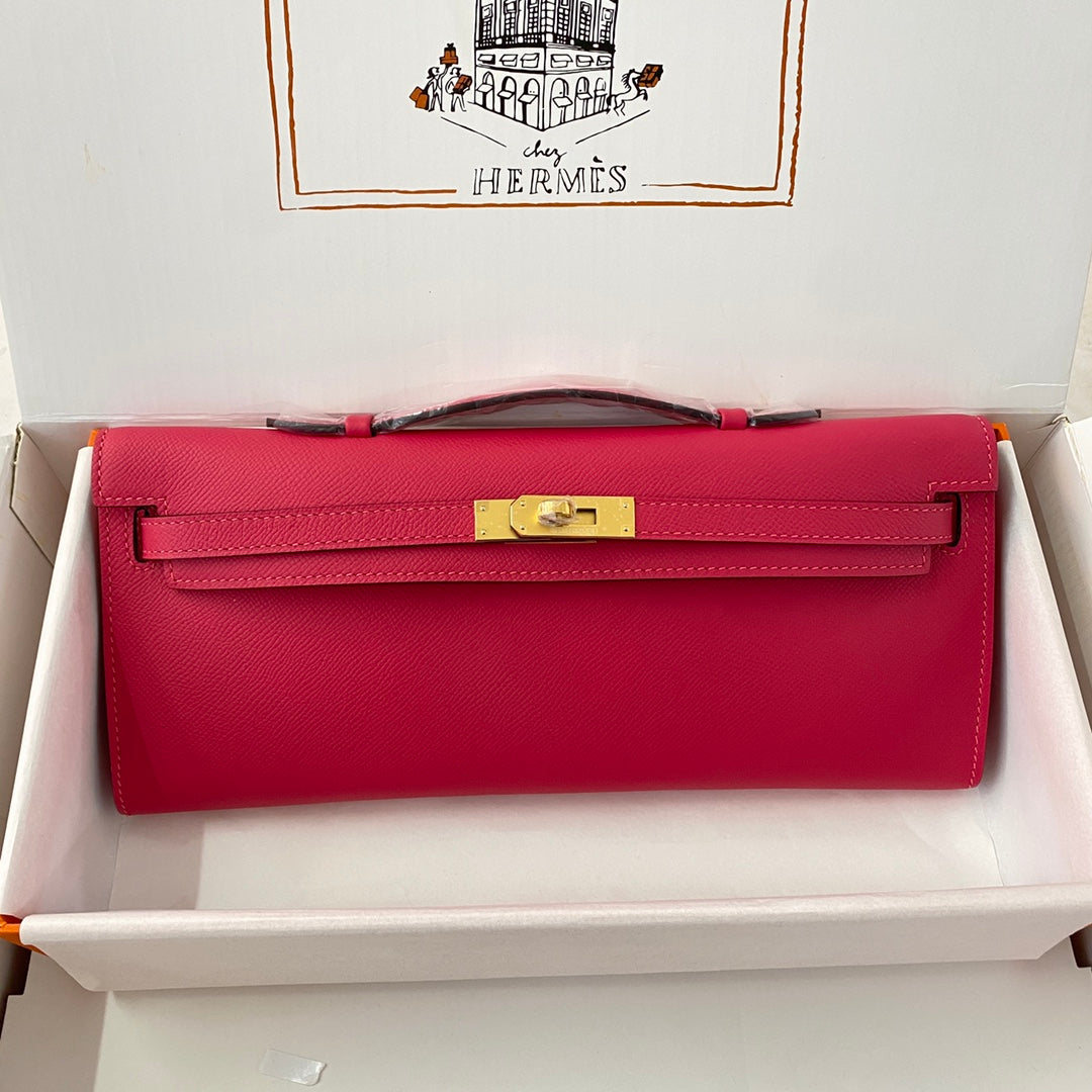 HM Kelly Cut 31 Crimson Pink Epsom Leather Gold Hardware 229060