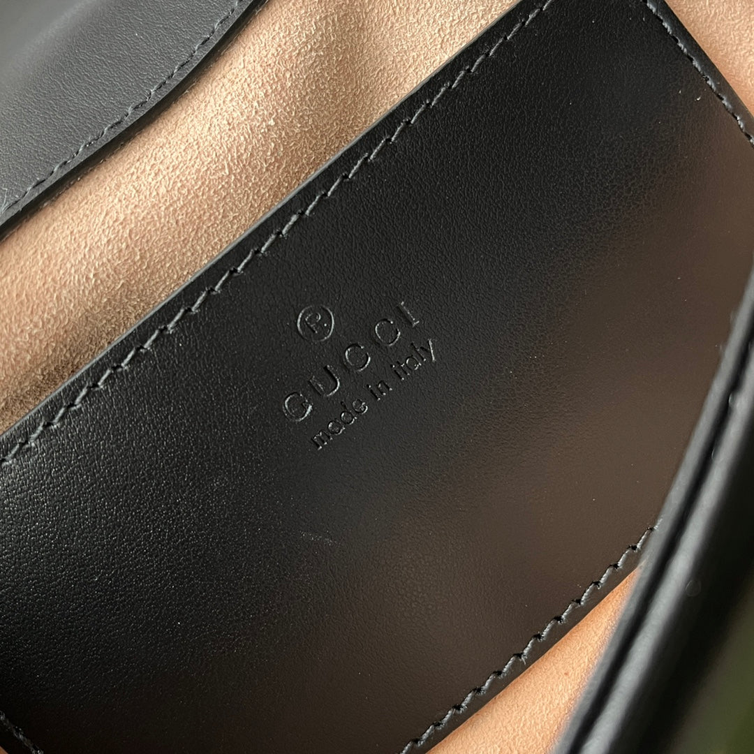gg marmont mini 18cm black calfskin gold hardware
