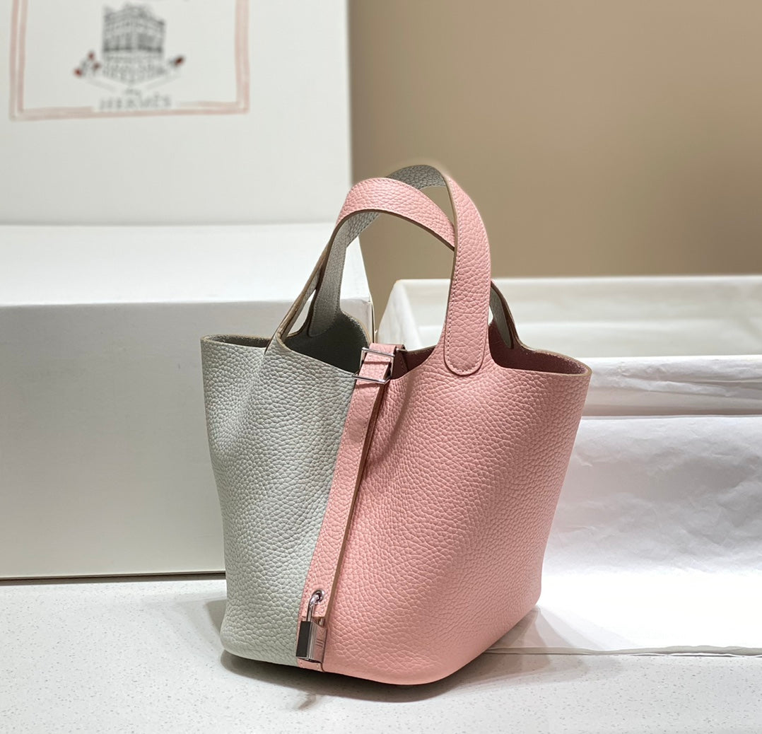 picotin lock 18 pink grey togo shw