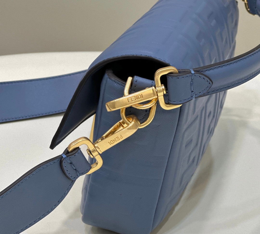 Baguette 27cm Blue Lambskin Gold Hardware