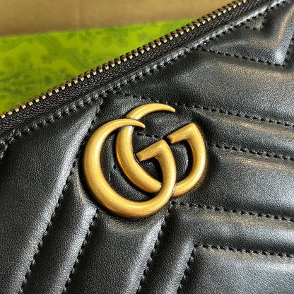 GG MARMONT SMALL 23 HANDBAG IN BLACK CALFSKIN WITH GOLDEN LOGO
