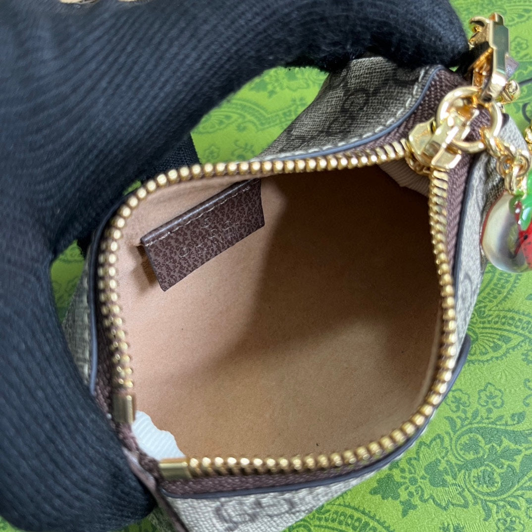 GG MINI 12 BUCKET BAG IN BEIGE CANVAS
